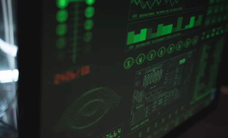 Digital screen showing manipulated video data representing deepfake technology