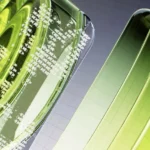 Abstract AI-generated digital artwork with glass-like geometric shapes
