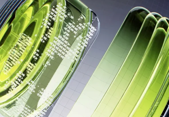 Abstract AI-generated digital artwork with glass-like geometric shapes
