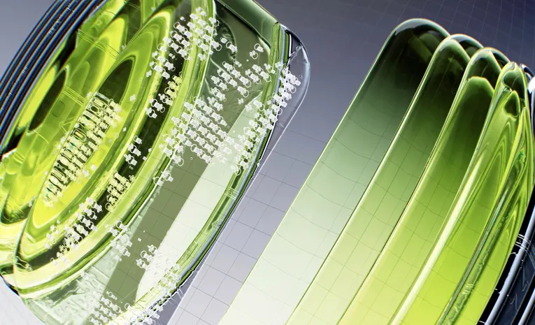Abstract AI-generated digital artwork with glass-like geometric shapes