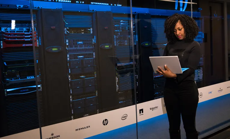 Server racks in a modern data center representing cloud deployment models