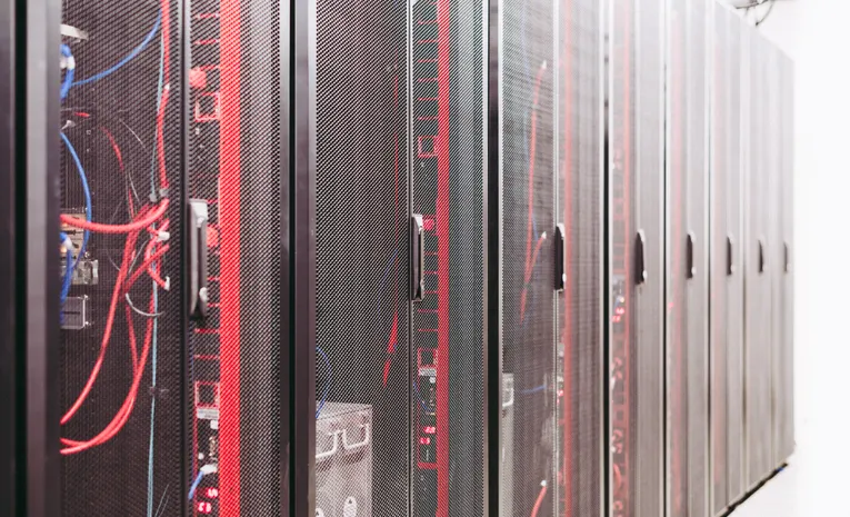 Server racks in a modern data center representing cloud migration