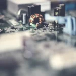 Close-up of a computer motherboard representing laptop internal cleaning