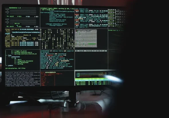 Person typing on a laptop keyboard with a security overlay representing GDPR compliant password management